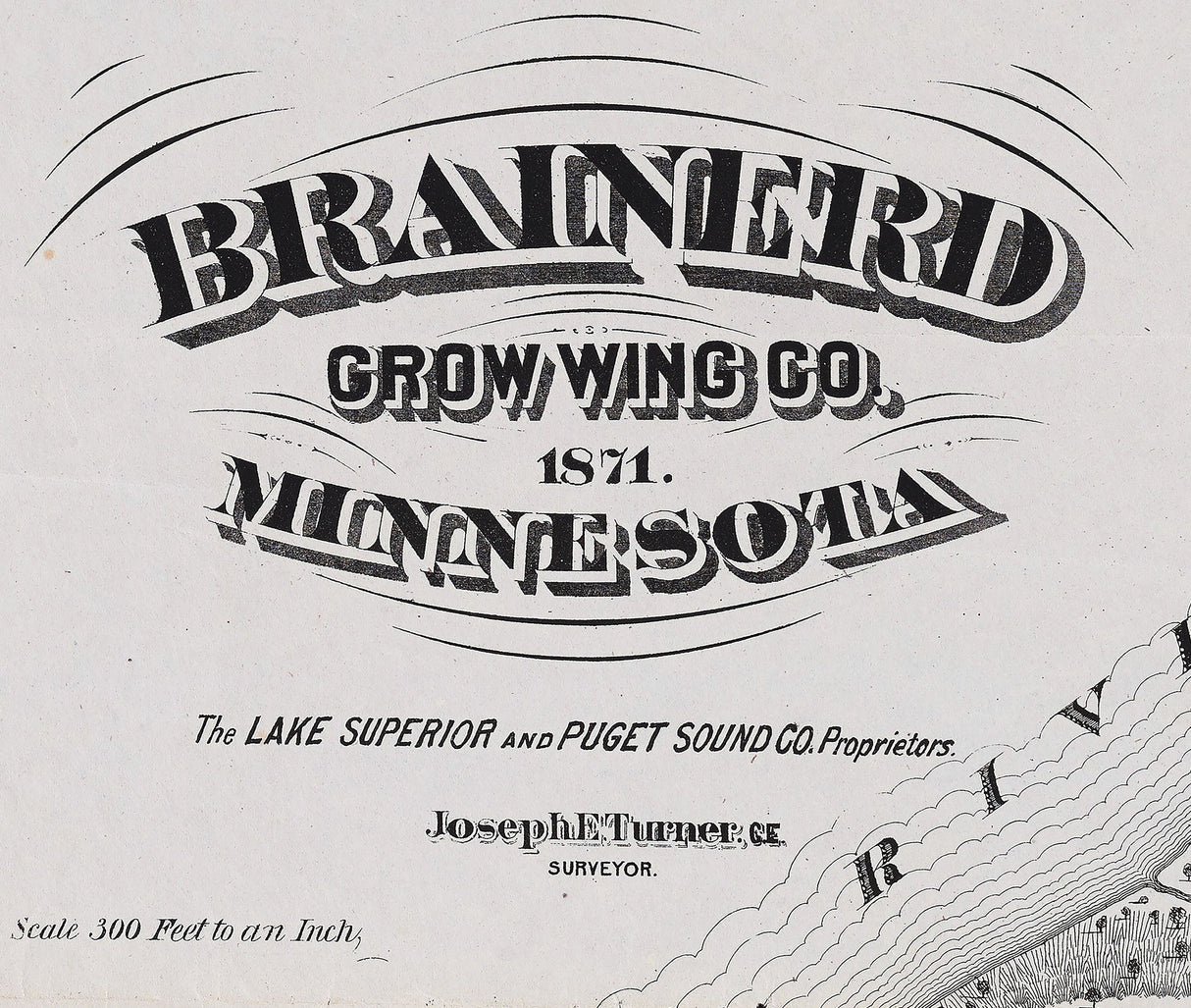 1871 Town Map of Brainerd Crow Wing County Minnesota