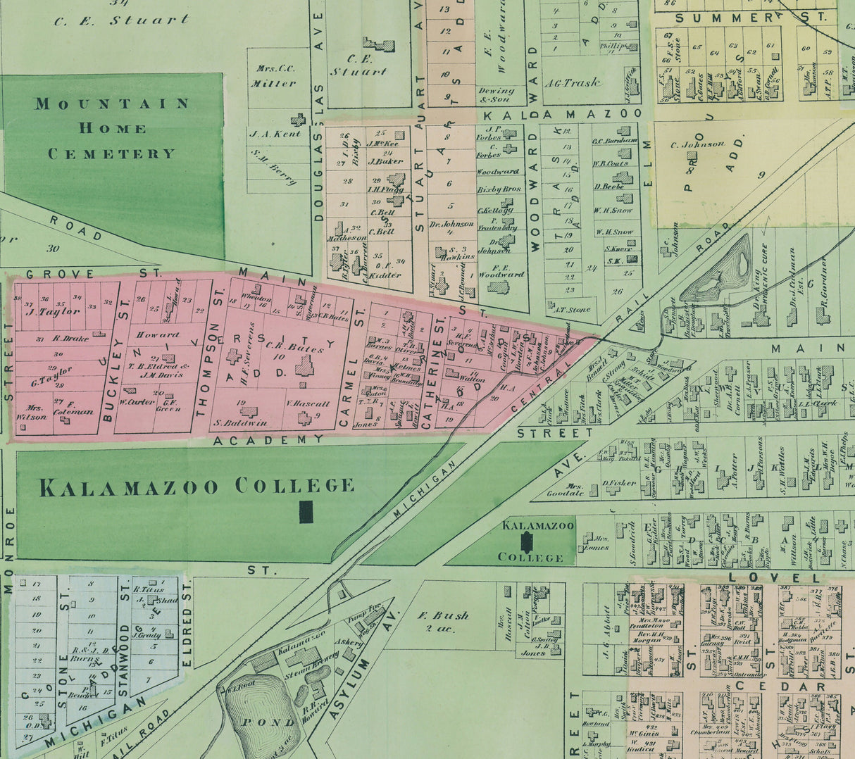 1873 Map of Kalamazoo Kalamazoo County Michigan