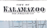 1873 Town Map of Kalamazoo Michigan