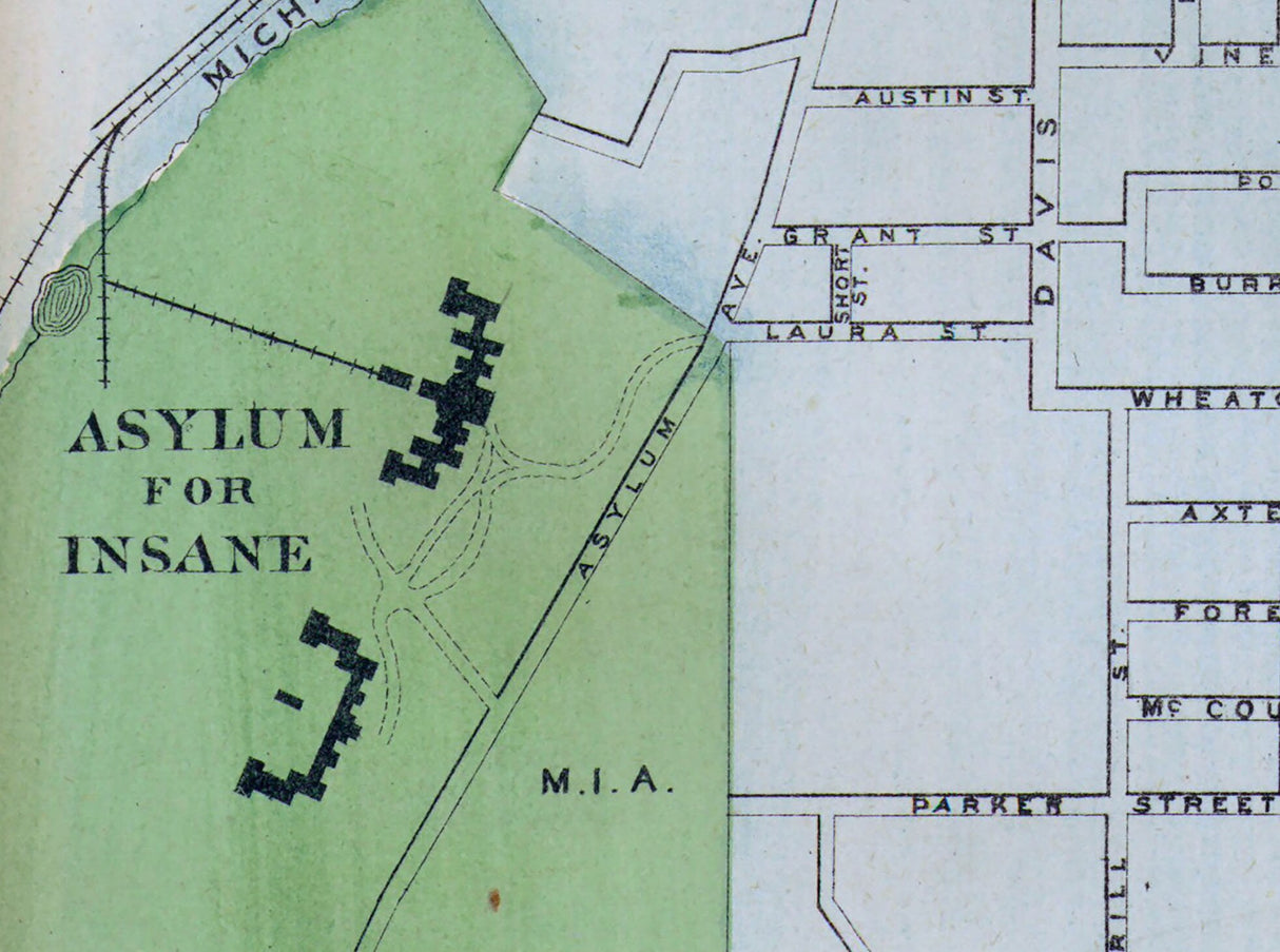 1873 Town Map of Kalamazoo Michigan