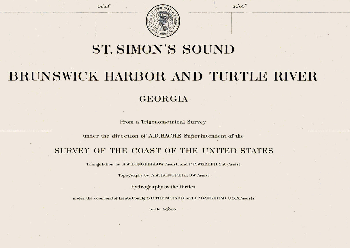 1888 Nautical Chart of St Simons Sound Georgia