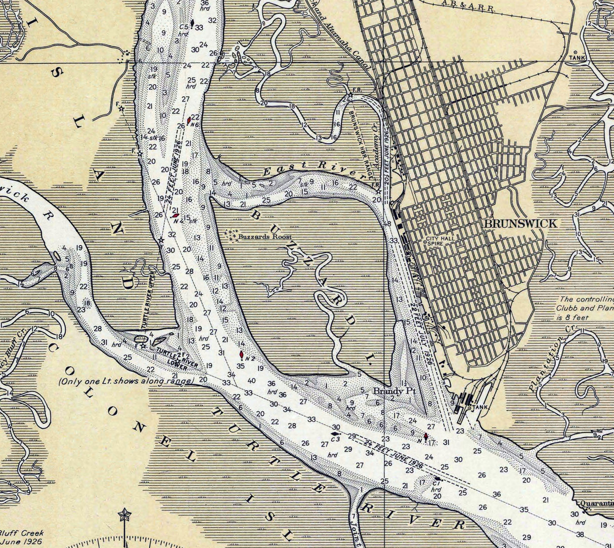 1926 Nautical Chart of St Simon Sound Brunswick Harbor Georgia
