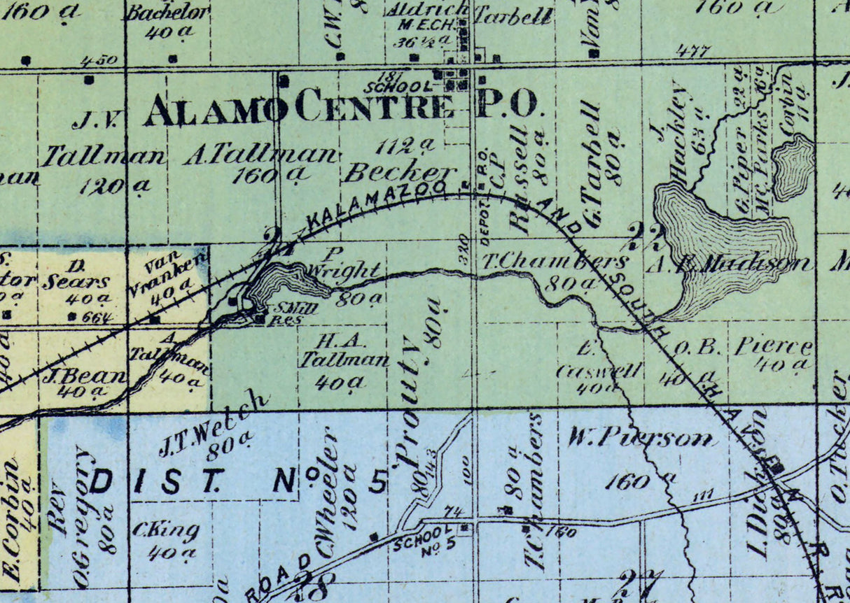 1873 Map of Alamo Township Kalamazoo County Michigan