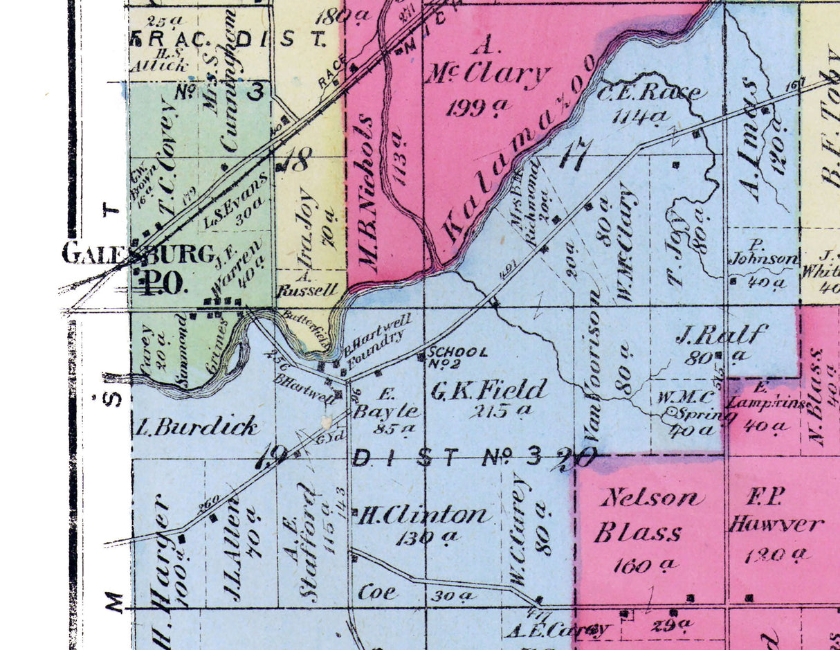 1873 Map of Charleston Township Kalamazoo County Michigan