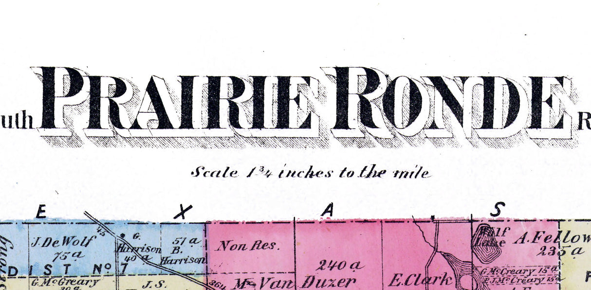 1873 Map of Prairie Ronde Township Kalamazoo County Michigan