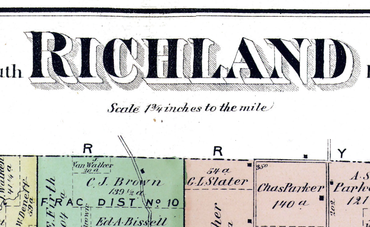 1873 Map of Richland Township Kalamazoo County Michigan