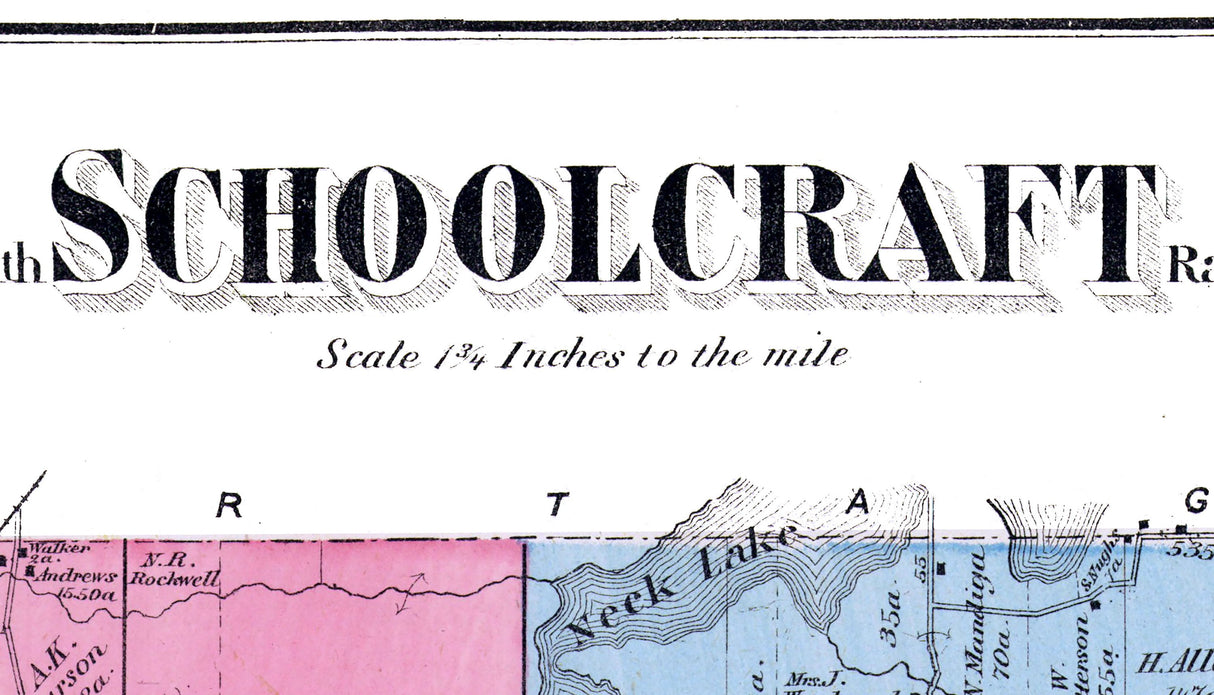 1873 Map of Schoolcraft Township Kalamazoo County Michigan