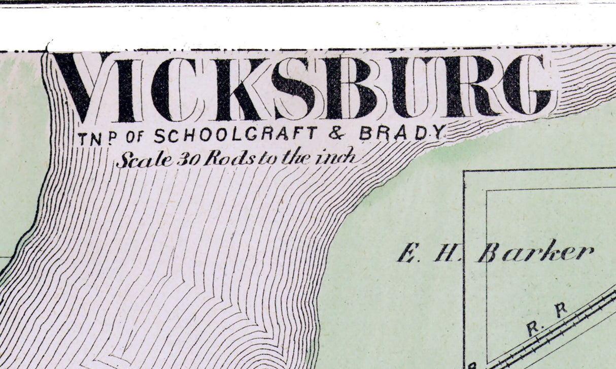 1873 Town Map of Vicksburg Kalamazoo County Michigan