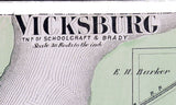 1873 Town Map of Vicksburg Kalamazoo County Michigan