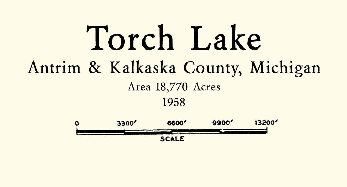 1958 Map of Torch Lake Antrim and Kalkaska County Michigan