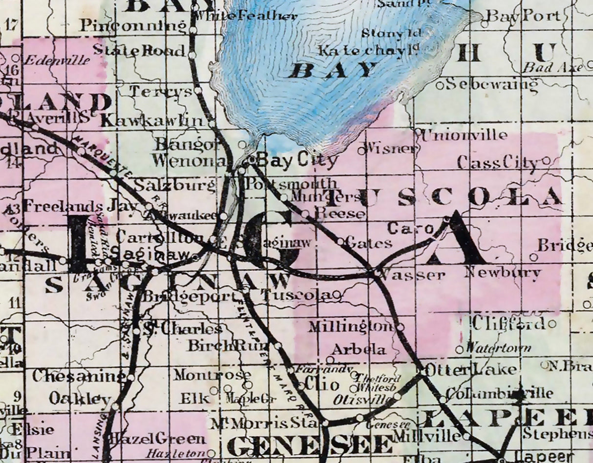 1875 Map of Michigan