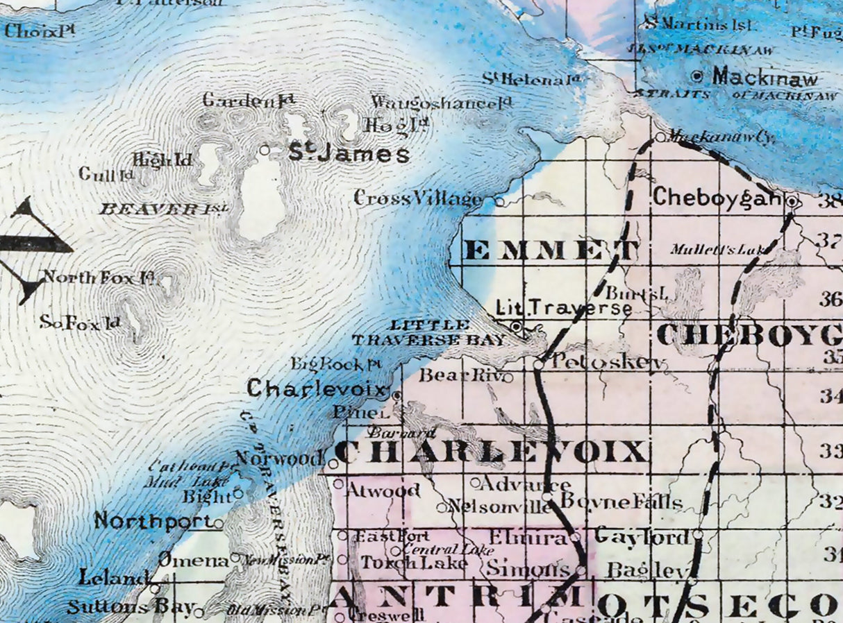 1875 Map of Michigan