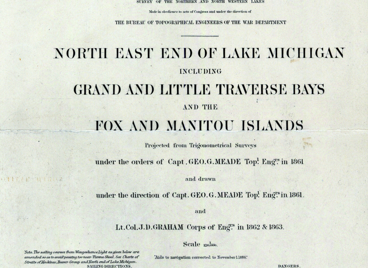 1896 Nautical Chart of Fox & Manitou Islands Group Lake Michigan