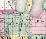 1873 Map of Grand Traverse County Michigan