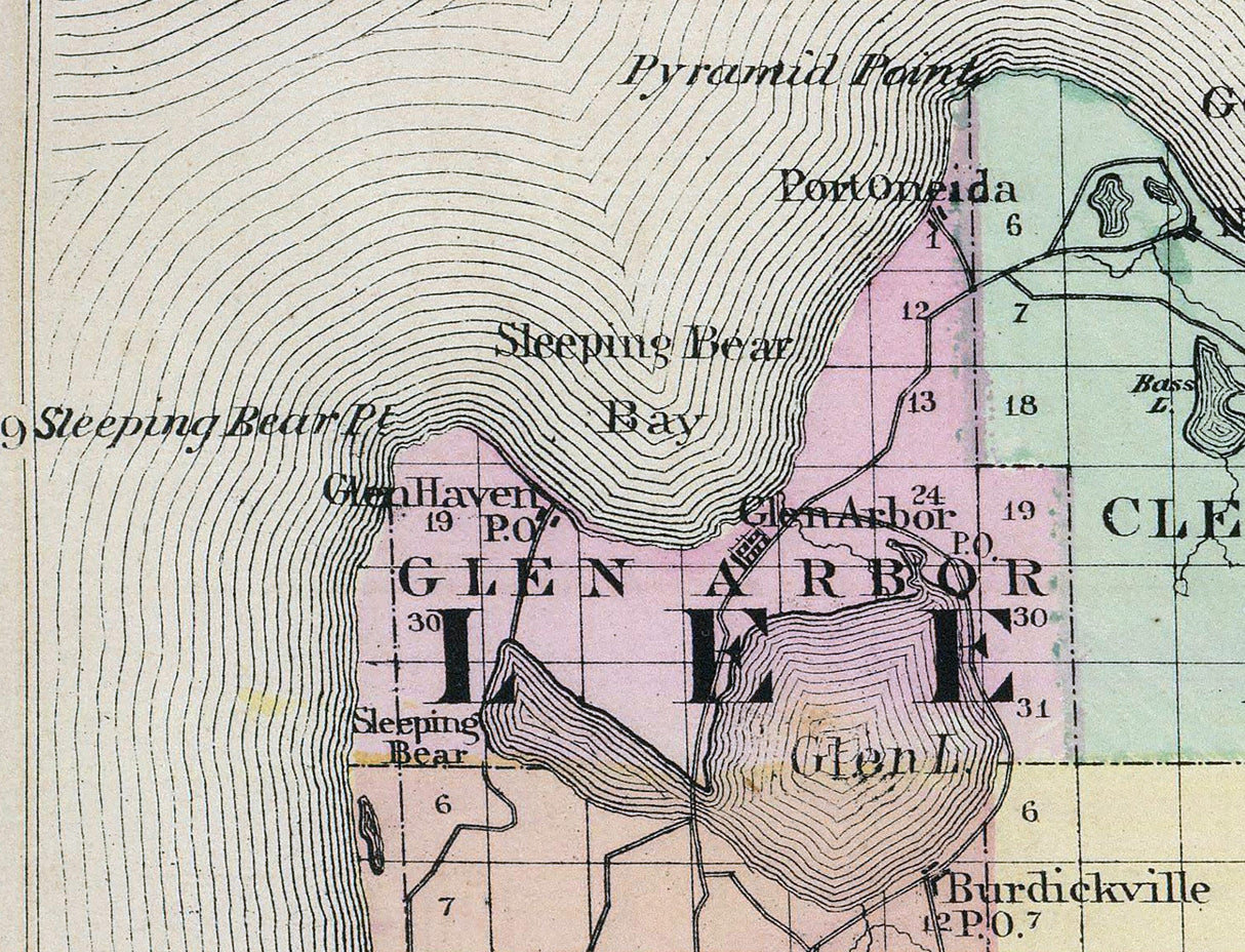 1873 Map of Leelanau County Michigan