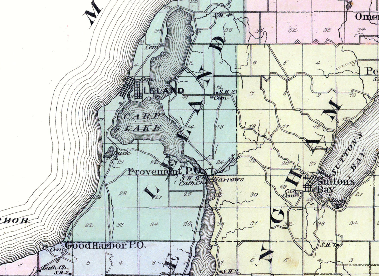 1881 Map of Leelanau County Michigan