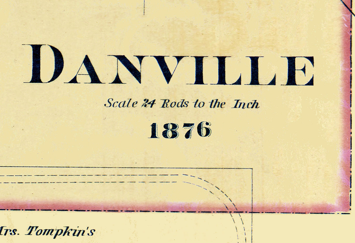 1876 Map of Danville Boyle County Kentucky