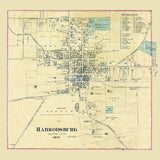 1876 Map of Harrodsburg Mercer County Kentucky
