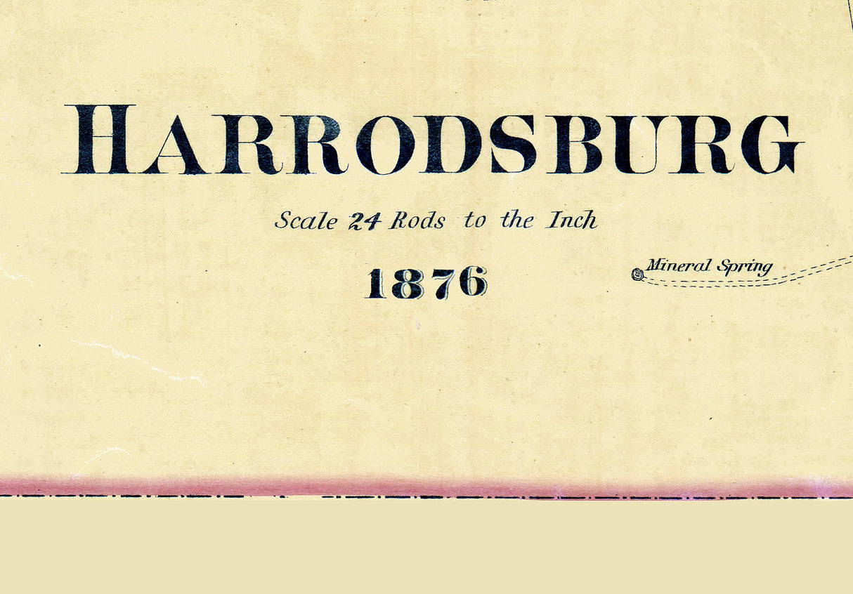 1876 Map of Harrodsburg Mercer County Kentucky