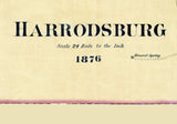 1876 Map of Harrodsburg Mercer County Kentucky