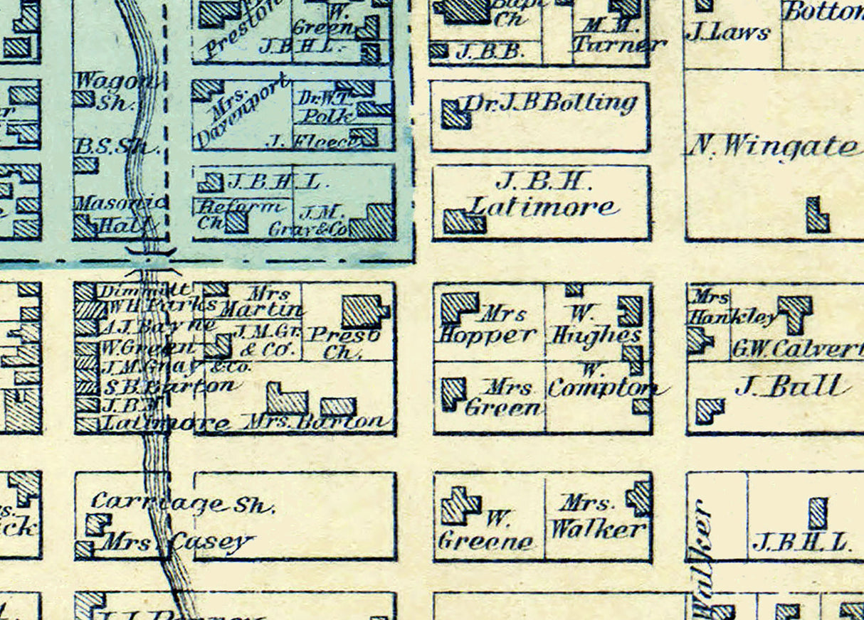 1876 Map of Perryville Boyle County Kentucky