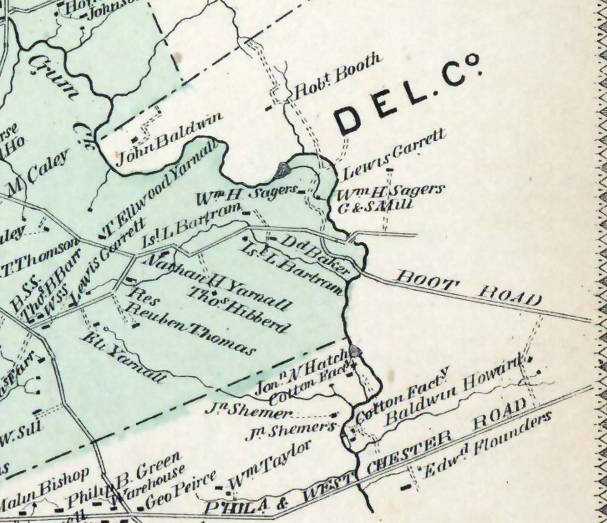 1873 Map of Willistown Township Chester County Pennsylvania