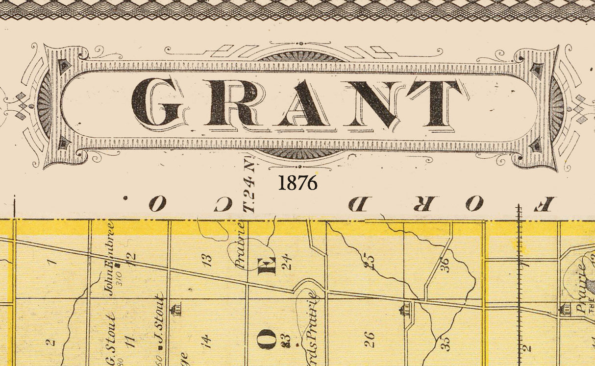 1876 Map of Grant County Indiana