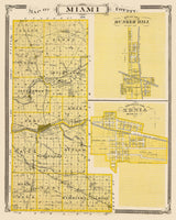 1876 Map of Miami County Indiana Xenia