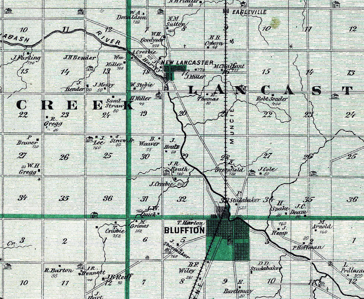 1876 Map of Wells County Indiana