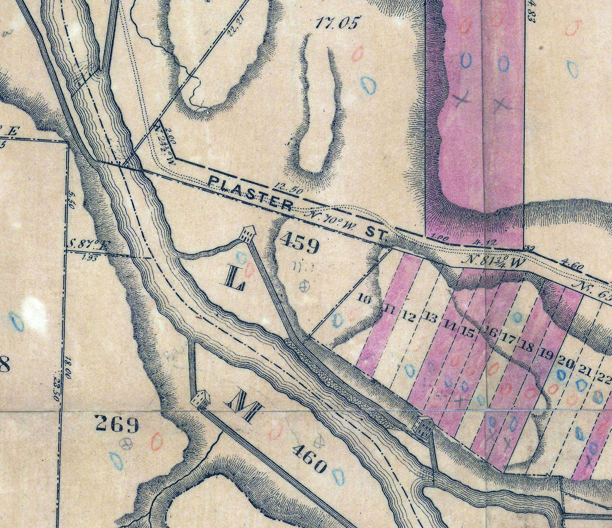 1843 Map of Tonnewanda Falls Genesee County New York