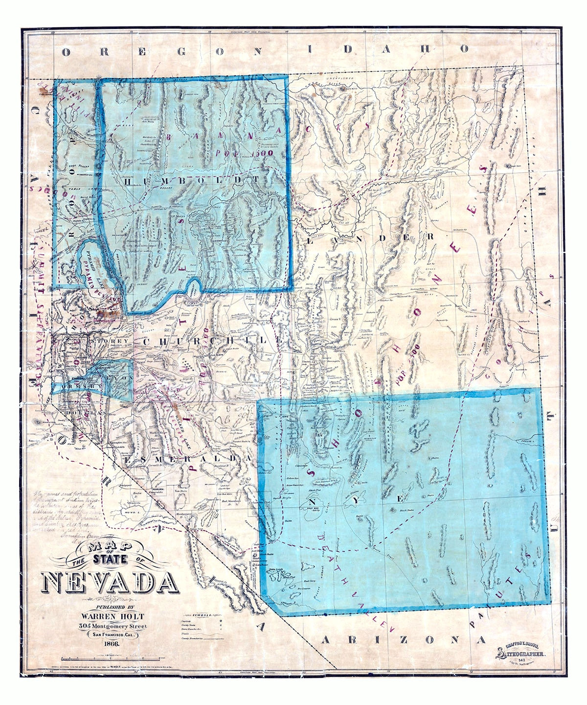 1866 Map of Nevada