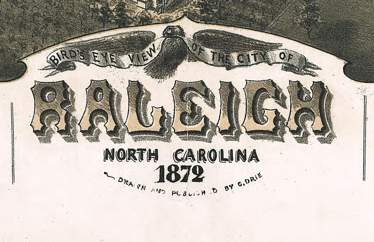1872 Panoramic Map of Raleigh North Carolina