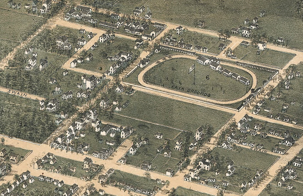 1872 Panoramic Map of Raleigh North Carolina