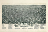 1891 Panoramic Map of Greensboro North Carolina