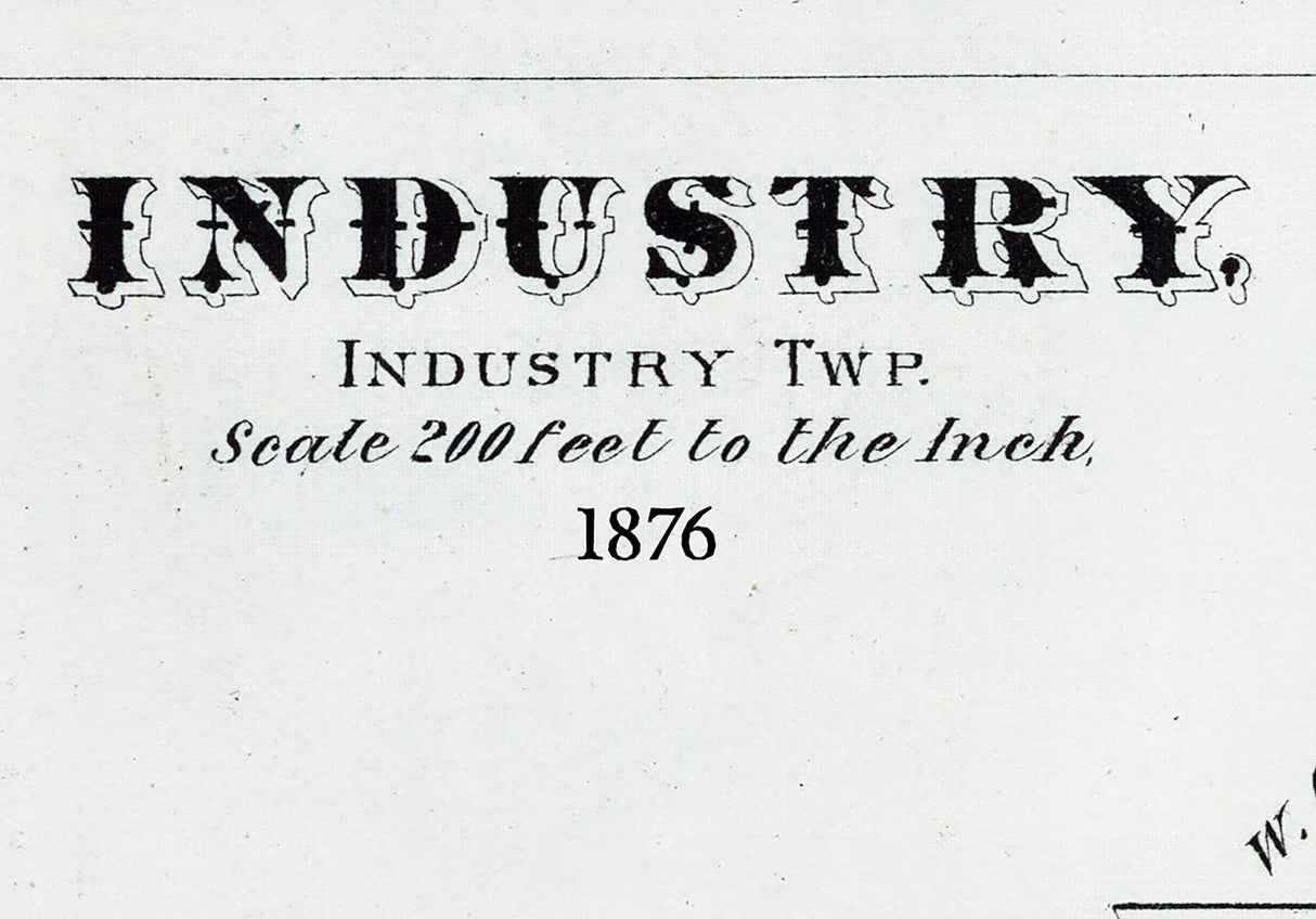1876 Town Map of Industry Beaver County Pennsylvania