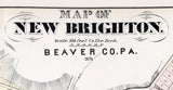 1876 Town Map of New Brighton Beaver County Pennsylvania
