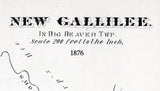 1876 Town Map of New Gallilee Beaver County Pennsylvania