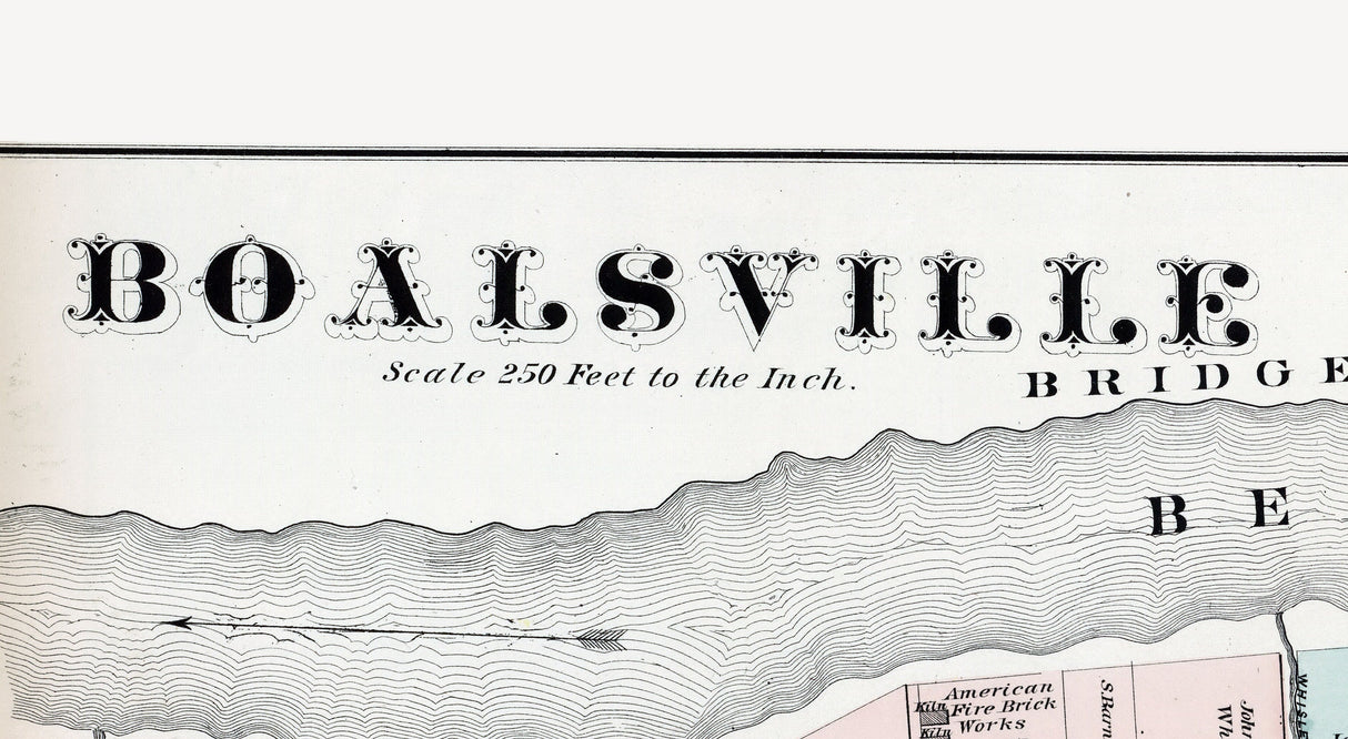 1876 Town Map of Boalsville Beaver County Pennsylvania