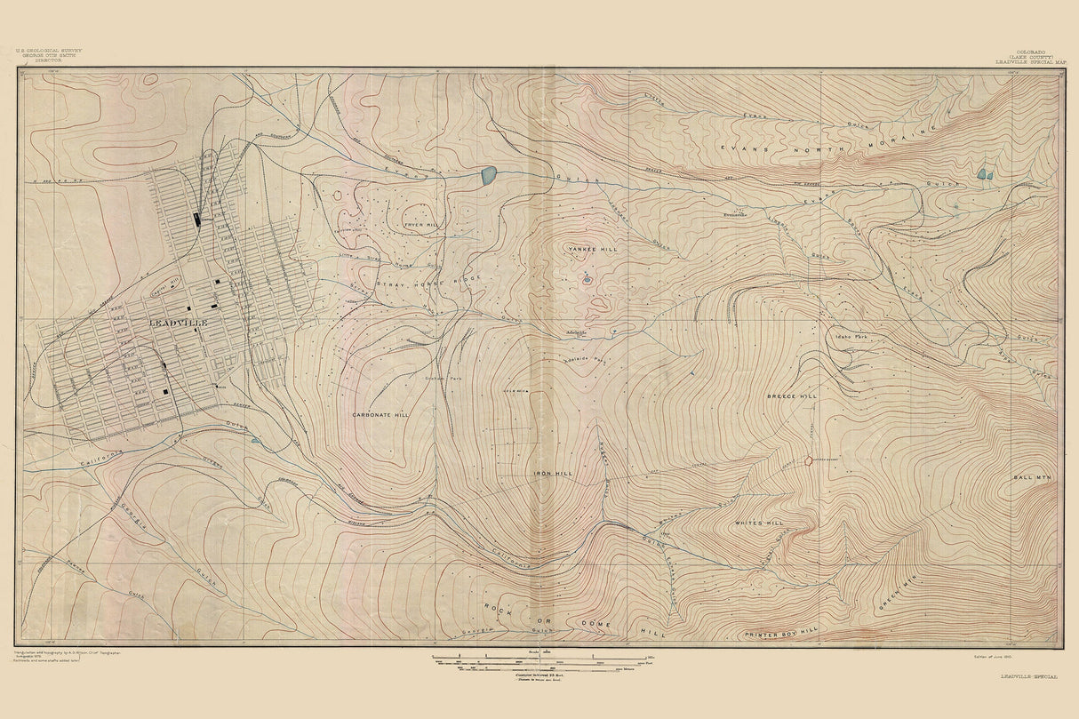 1910 Map of Leadville Lake County Colorado