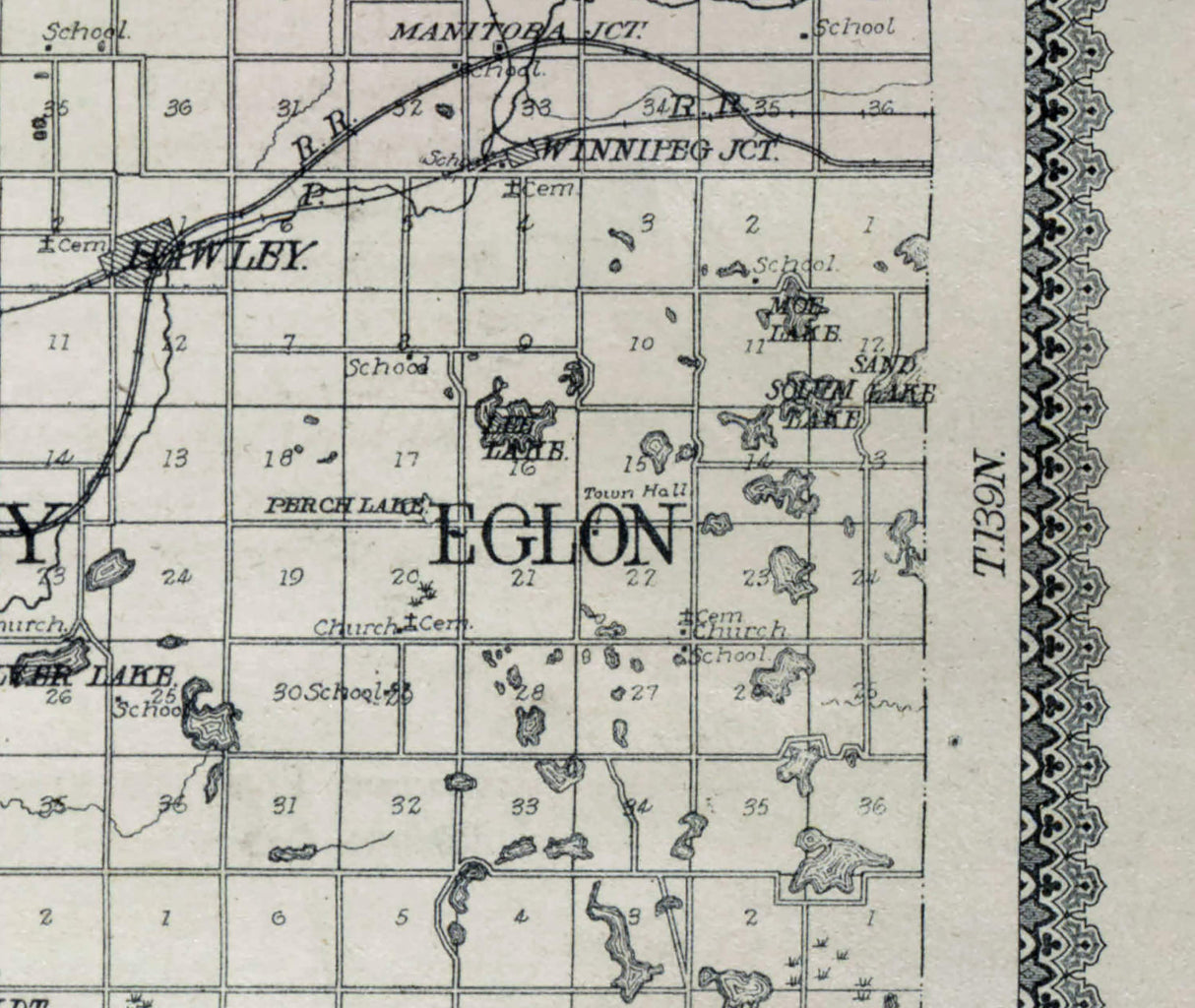 1909 Map of Clay County Minnesota