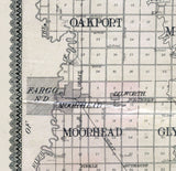 1909 Map of Clay County Minnesota