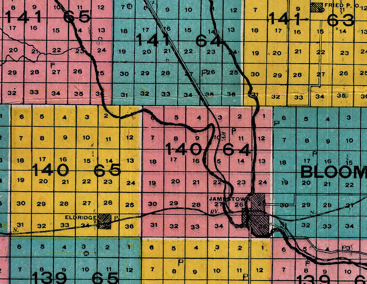 1907 Map of Stutsman County North Dakota