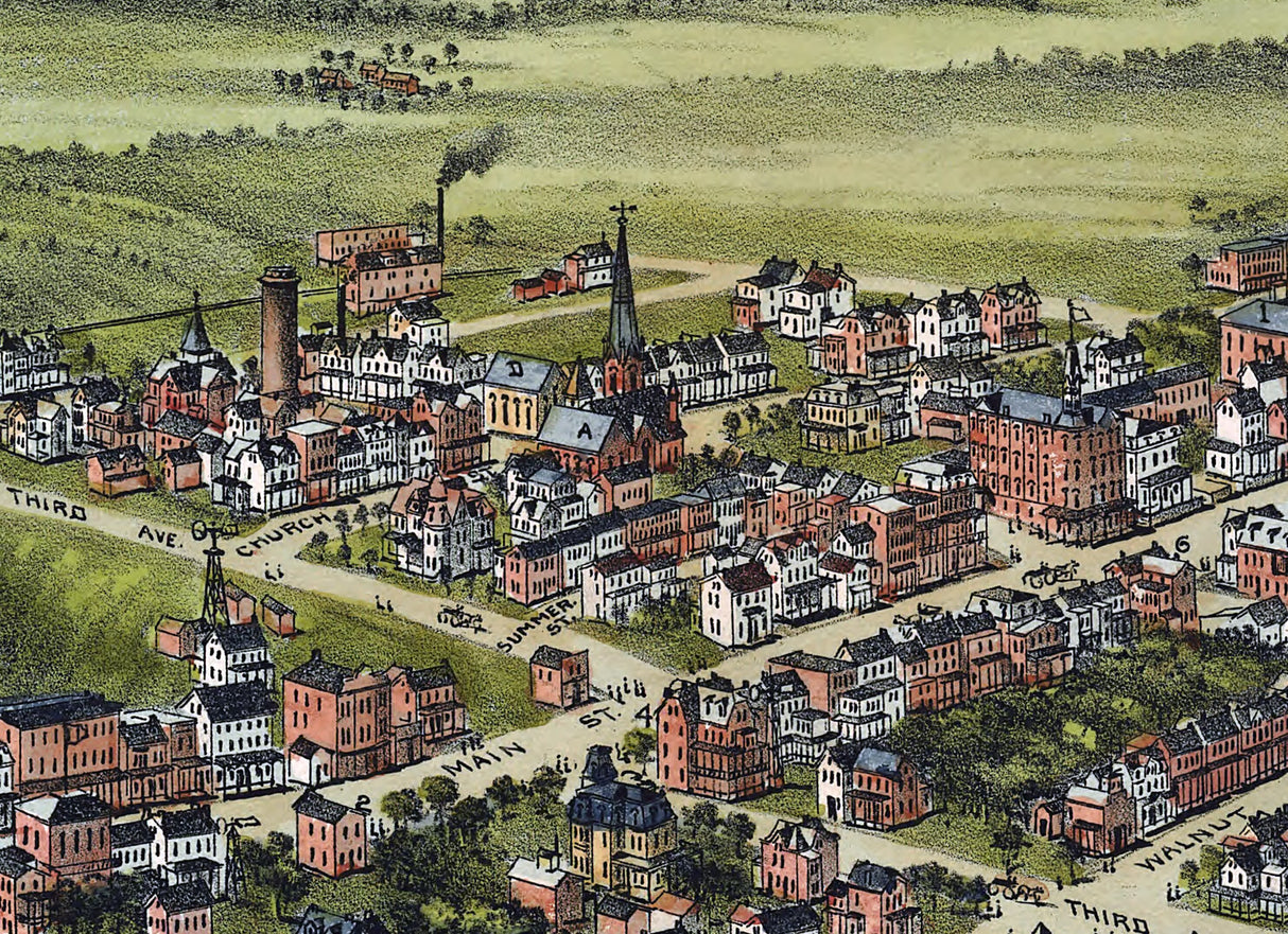 1893 Panoramic Map of Royersford Montgomery County Pennsylvania