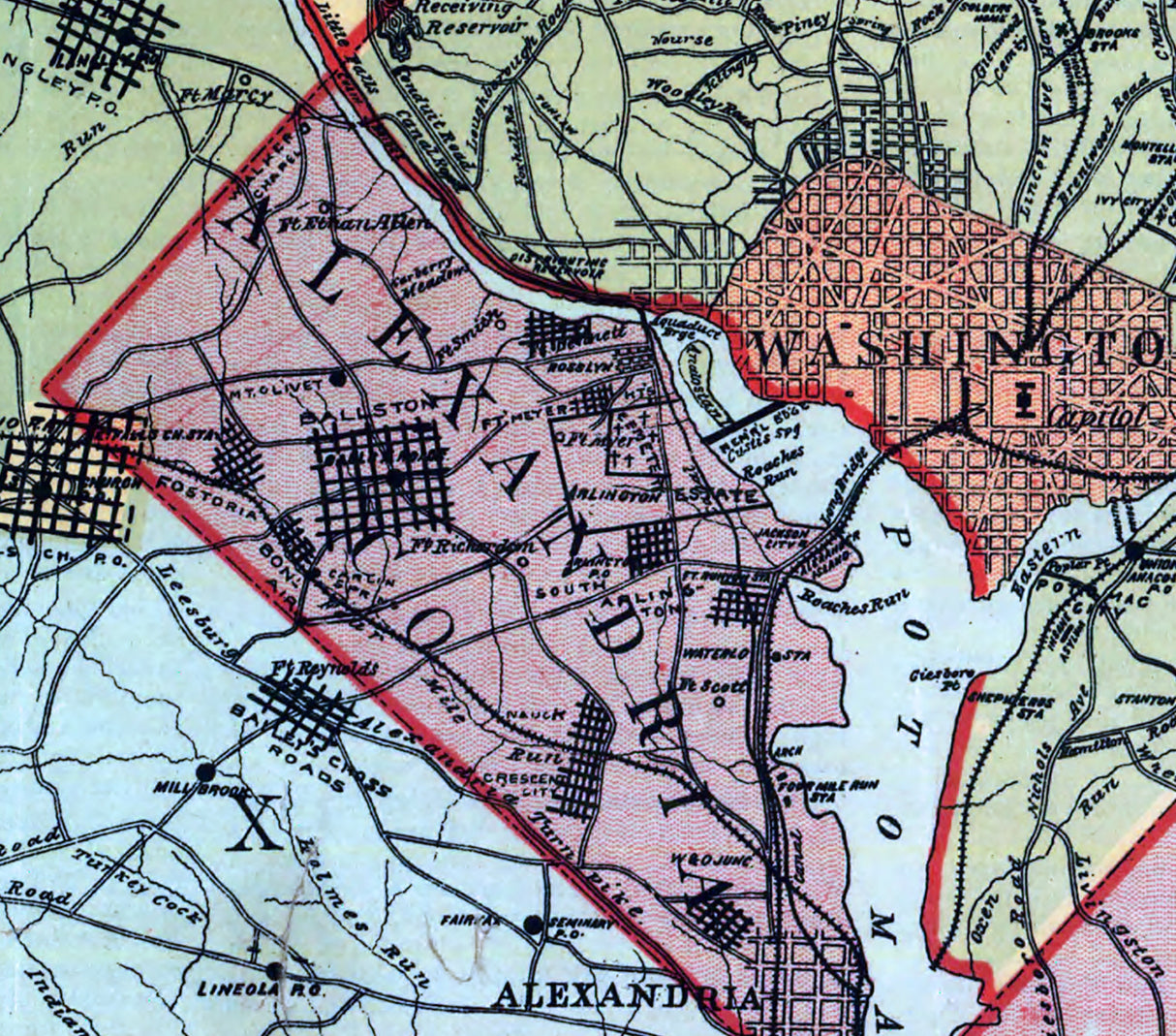 1891 Map of Washington DC District of Columbia