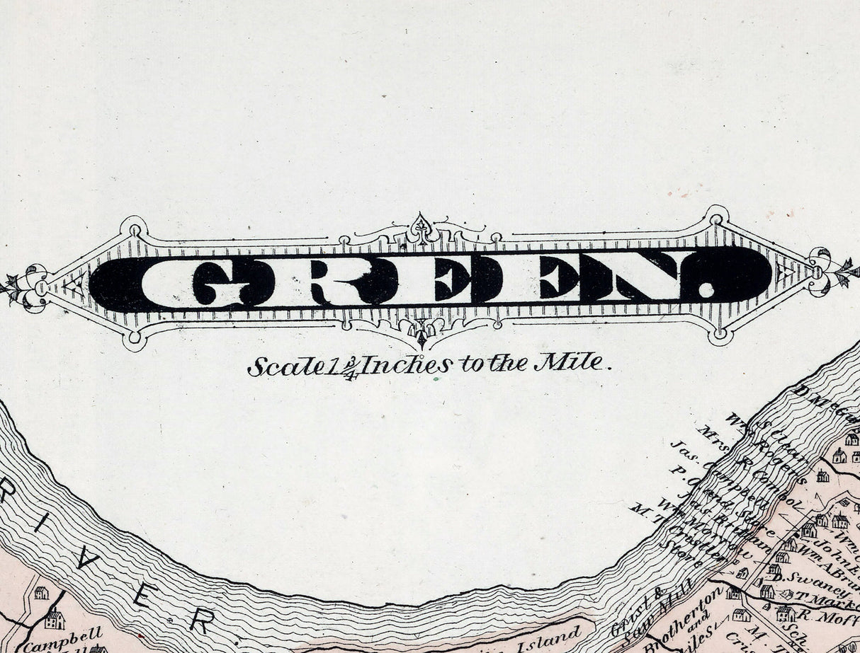 1876 Map of Green Township Beaver County Pennsylvania
