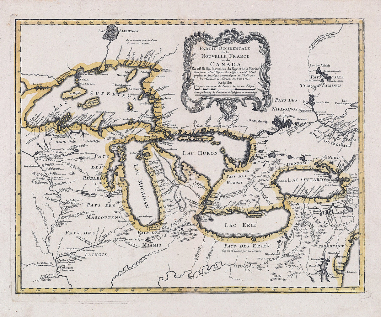 1755 Map of The Great Lakes