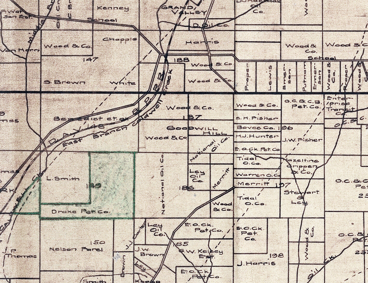 1917 Map of Warren County Pennsylvania Oil Region Southwest