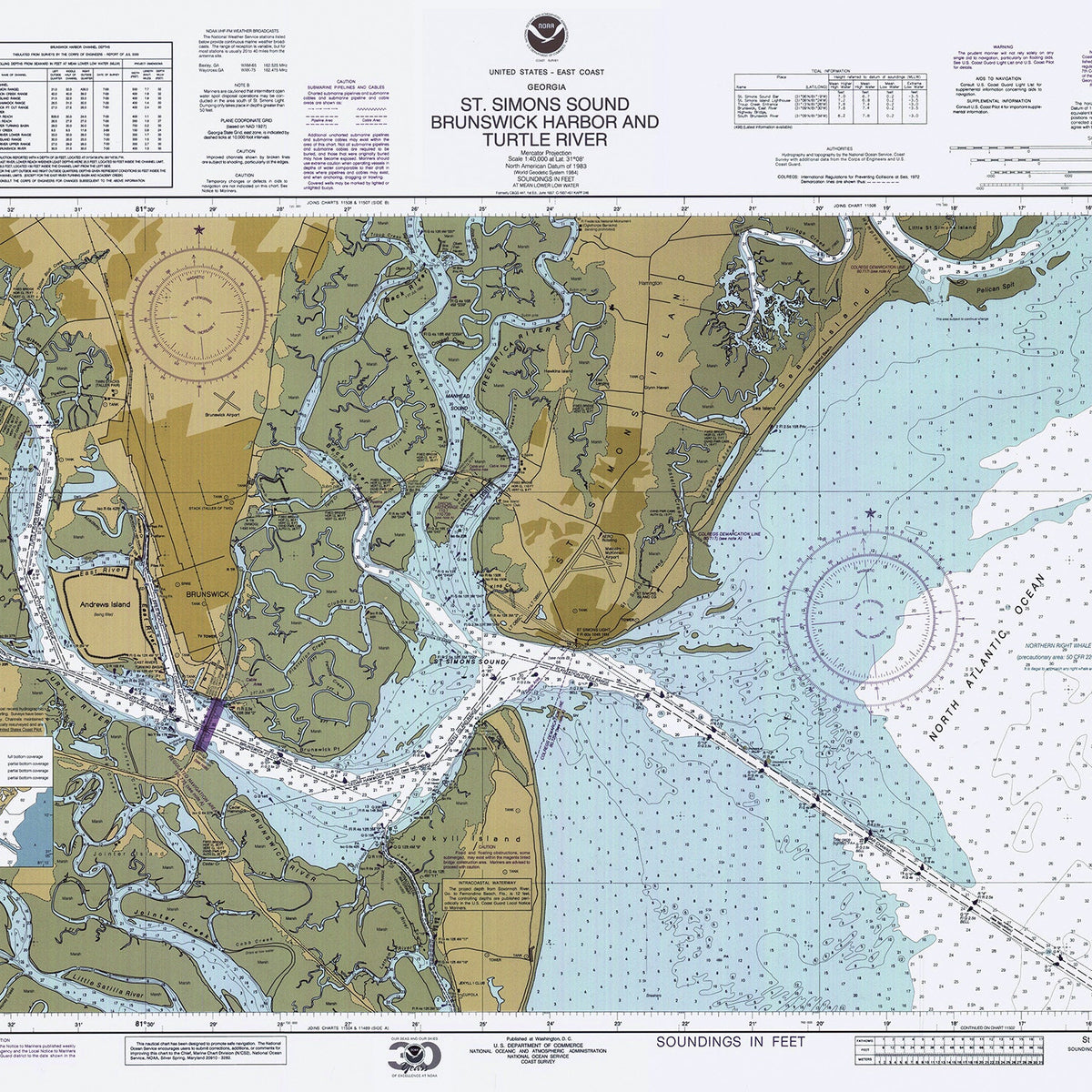 2000 Nautical Chart of St Simon Sound Brunswick Harbor Georgia ...