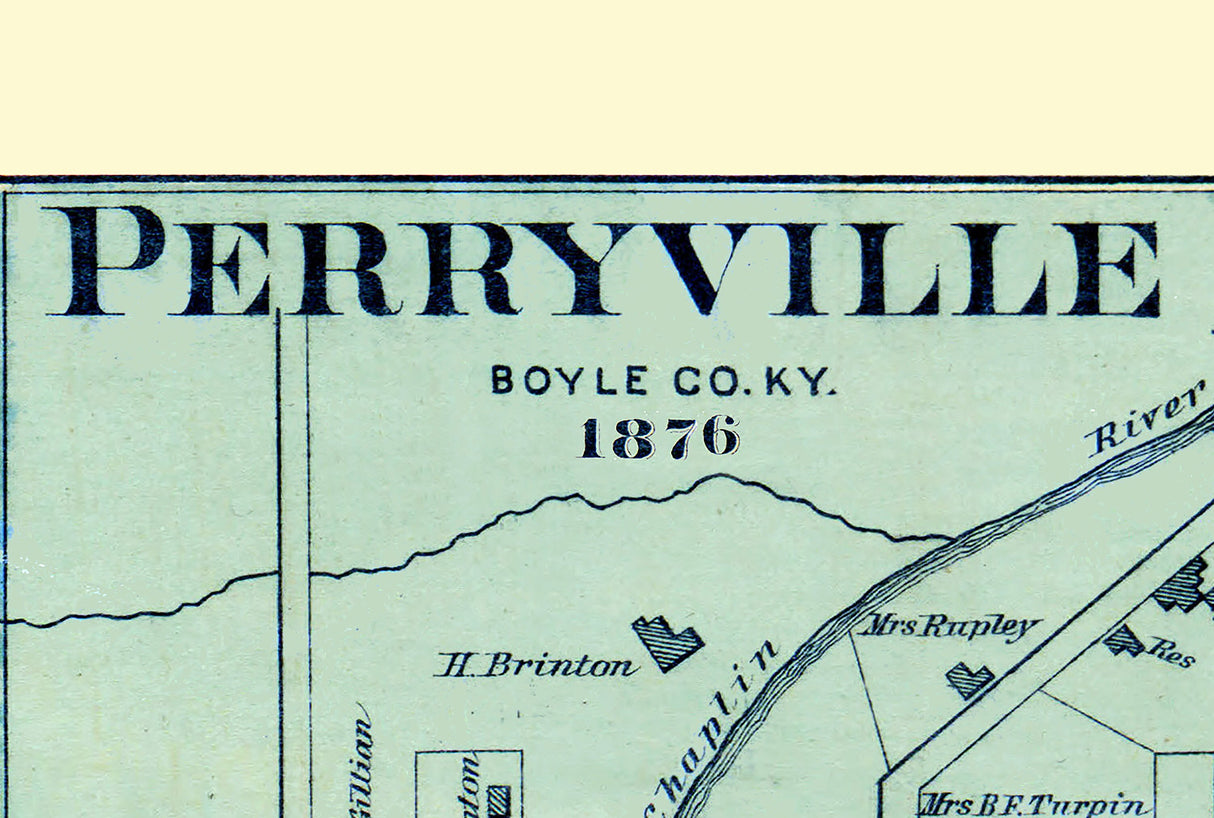 1876 Map of Perryville Boyle County Kentucky