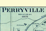 1876 Map of Perryville Boyle County Kentucky